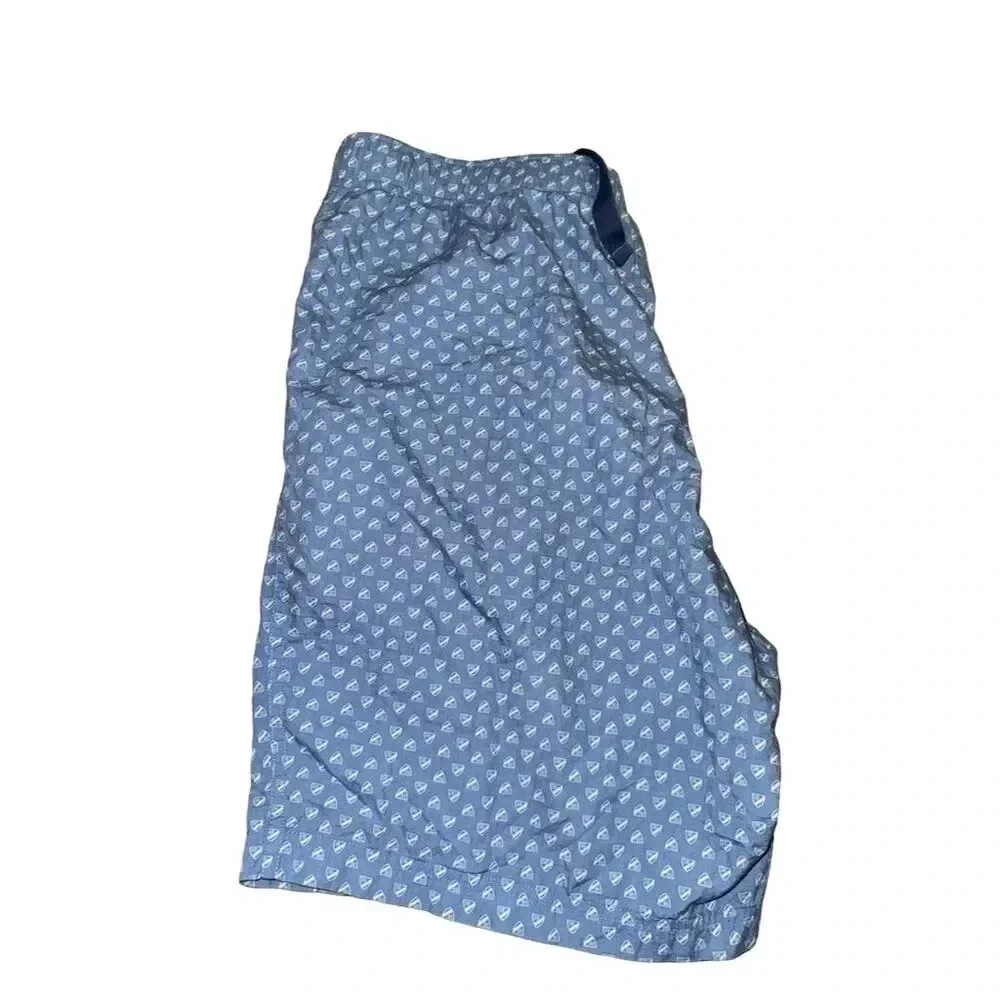 Cremieux Men's Sleep Shorts L Blue Sailboat Print Adjustable Drawstring